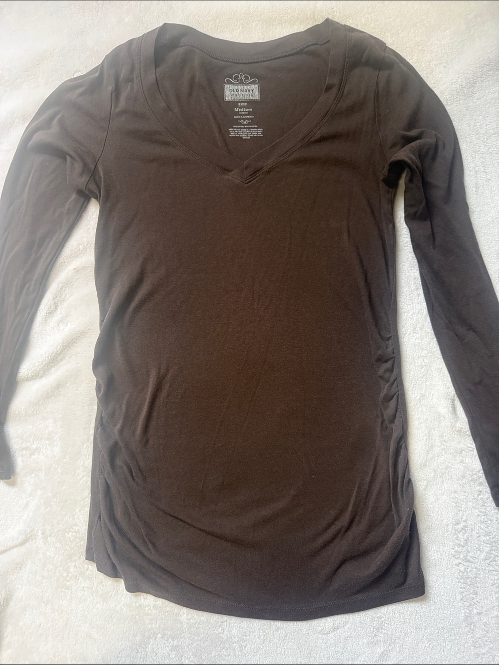 Old Navy Men's Long Sleeve V-Neck Shirt - Dark Brown